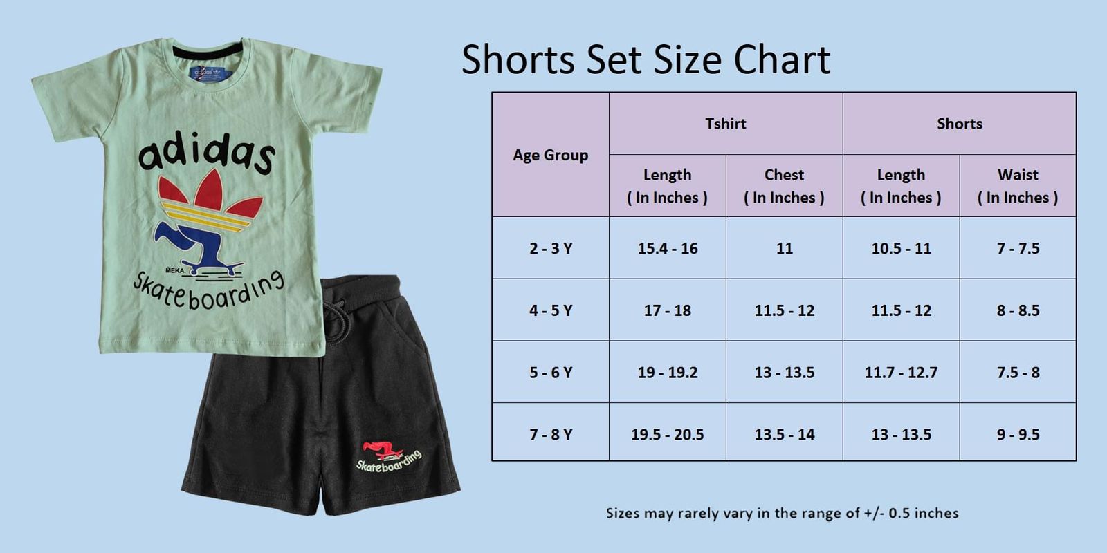 Shorts Set Size chart 1